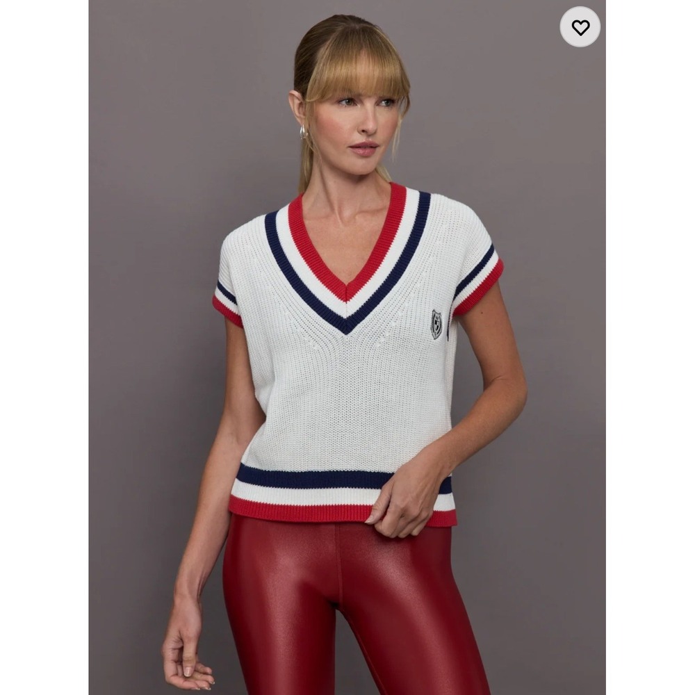 Carbon38 x Ellsworth + Ivey Sweater Vest M Red White Blue Preppy Tenniscore Golf